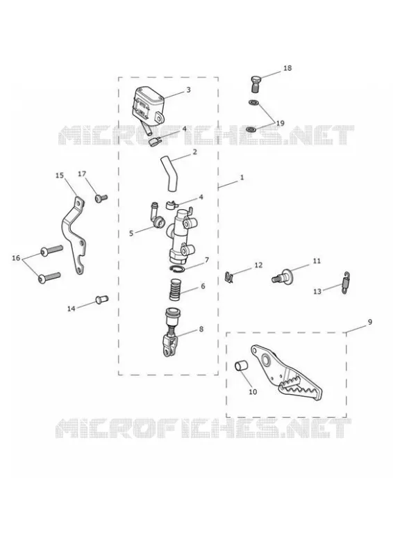 MAITRE CYLINDRE DE FREIN ARRIERE - RESERVOIR ET PEDALE Triumph MOTO Tiger 1200 Tiger Explorer XCX  Tiger Explorer XCX
