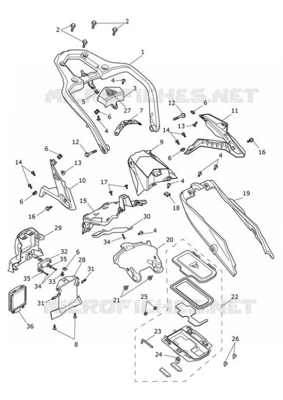 CARENAGES ARRIERE ET POIGNEE PASSAGER Triumph MOTO Tiger 1200 Tiger 1200 Rally Explorer  Tiger 1200 Rally Explorer