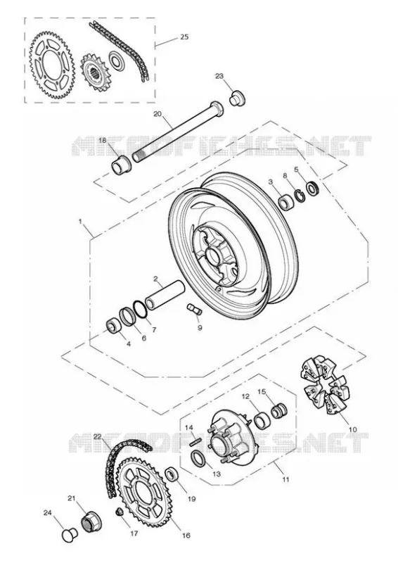 ROUE ARRIERE ET TRANSMISSION DEPUIS 281466 - F2 / 279279 - F4 Triumph MOTO America America AMERICA Carburetor  AMERICA Carburetor
